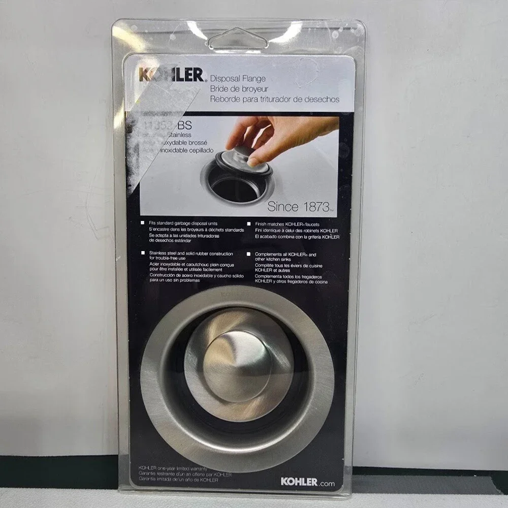 Kohler K-11352-BS Standard Garbage Disposal Flange & Stopper Brushed Stainless